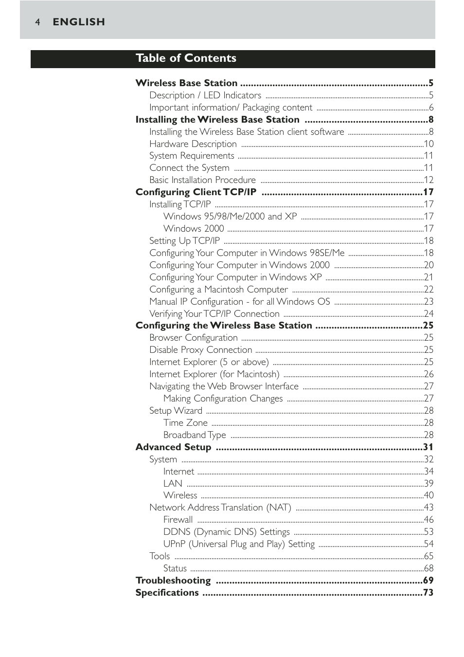 Philips CPWBS001 User Manual | Page 4 / 64