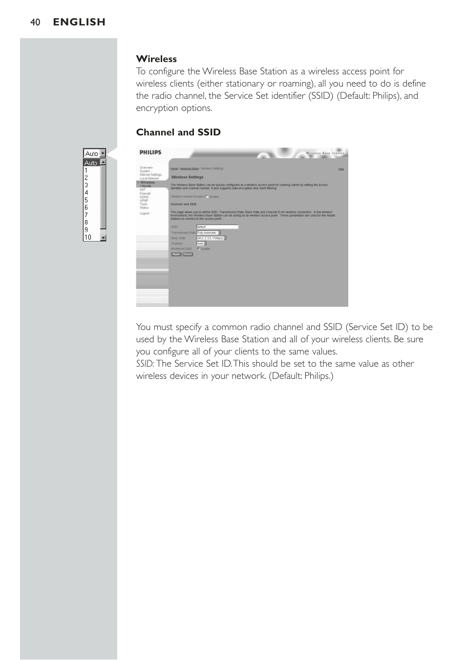 Wireless | Philips CPWBS001 User Manual | Page 40 / 64