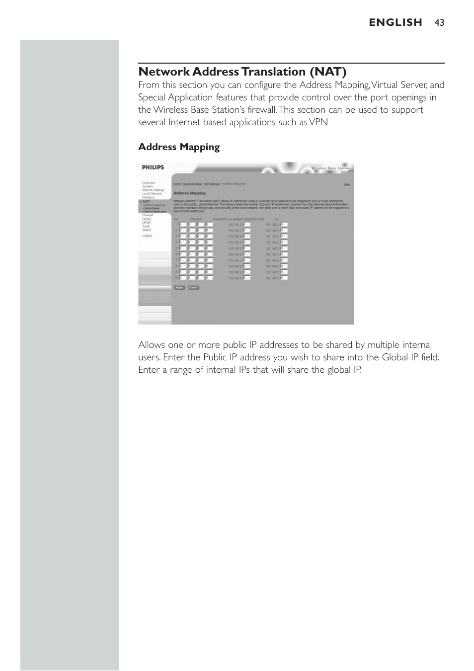 Network address translation nat | Philips CPWBS001 User Manual | Page 43 / 64