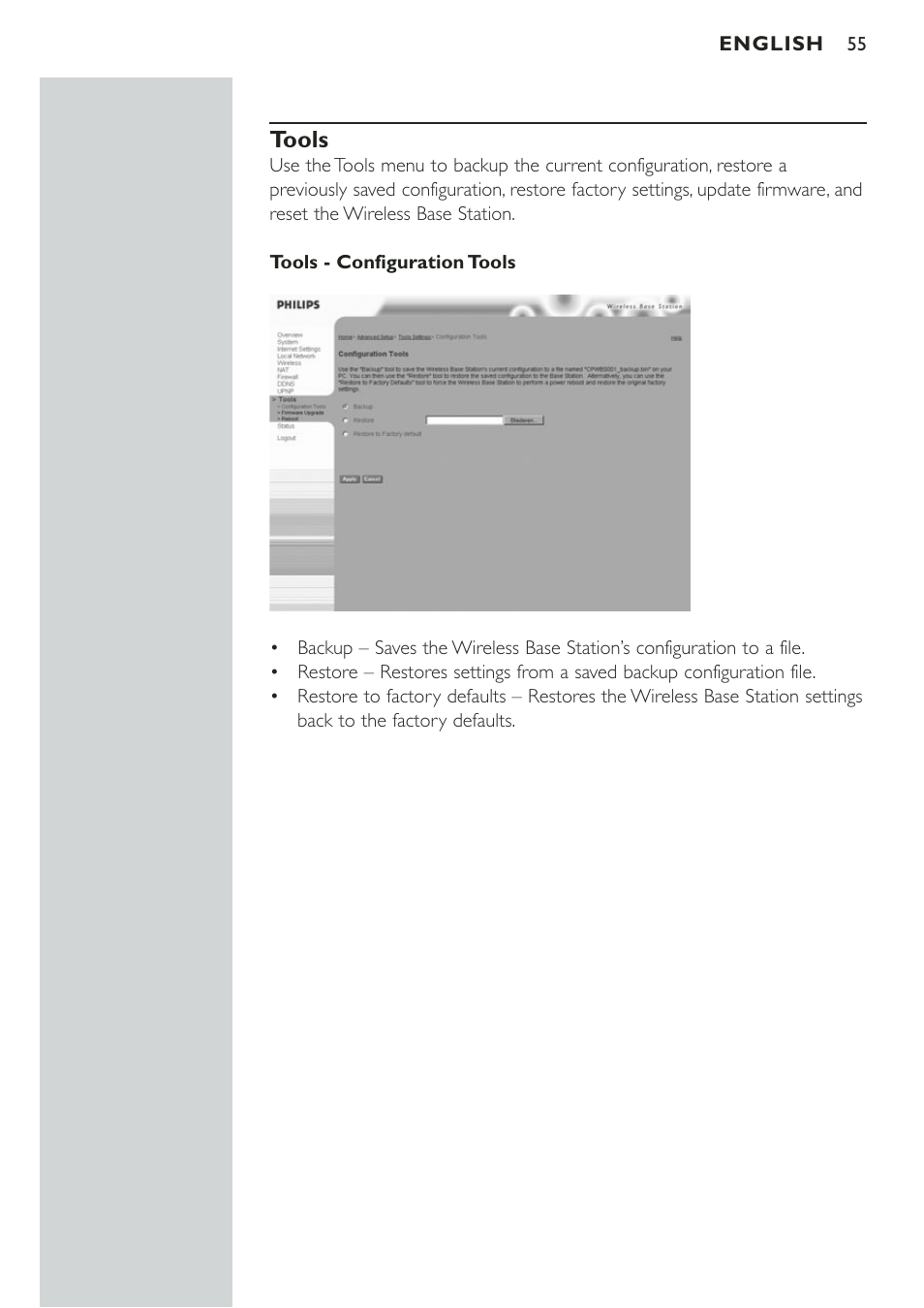 Tools | Philips CPWBS001 User Manual | Page 55 / 64