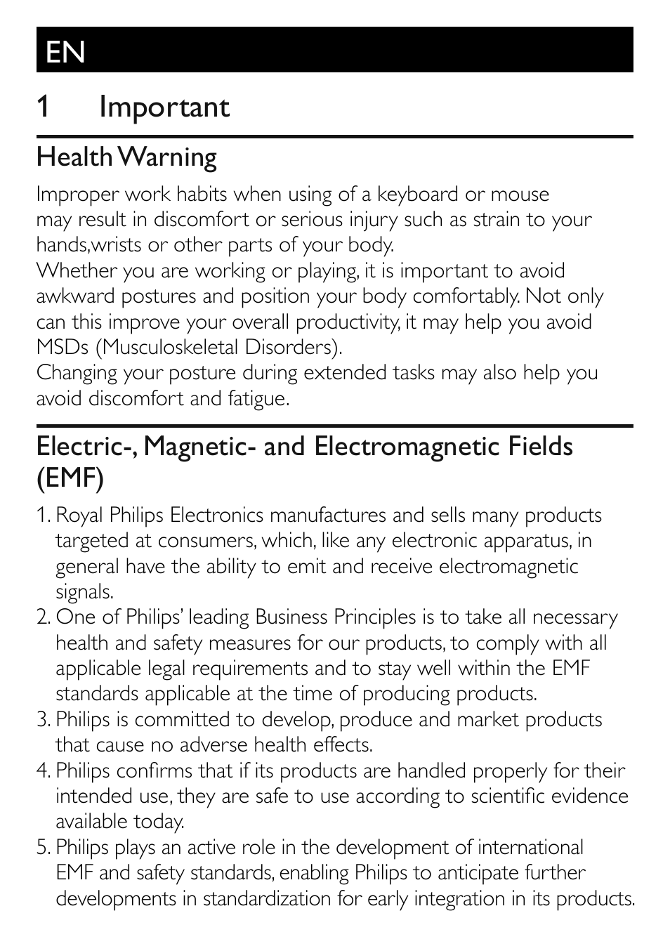 En 1 important, Health warning | Philips SPM5910 User Manual | Page 5 / 7