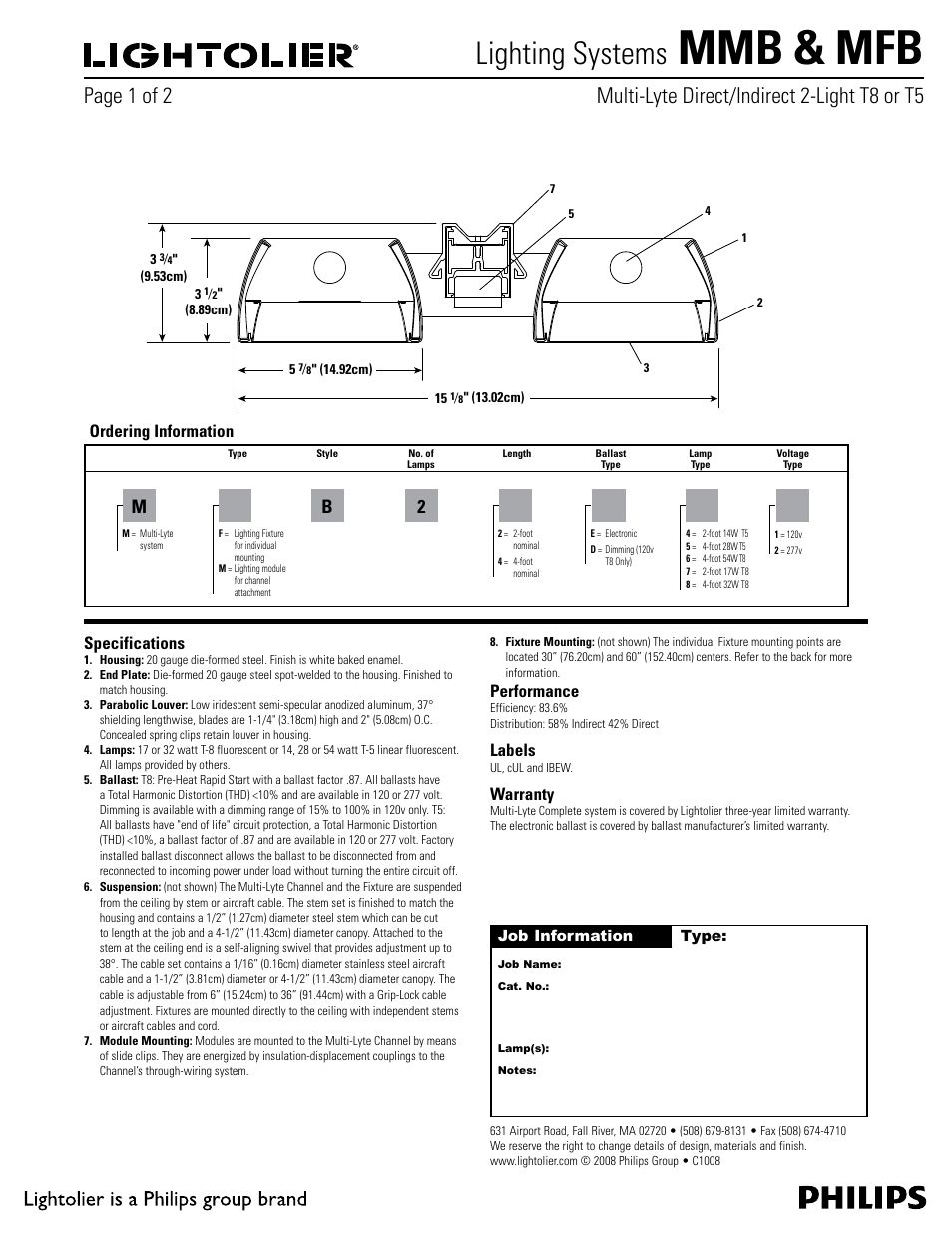 Philips Lightolier MFB User Manual | 2 pages