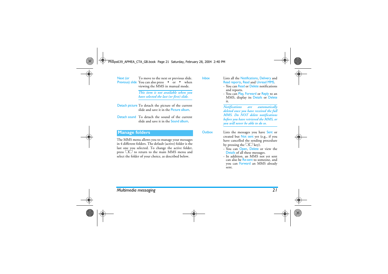 Philips 639 User Manual | Page 22 / 100