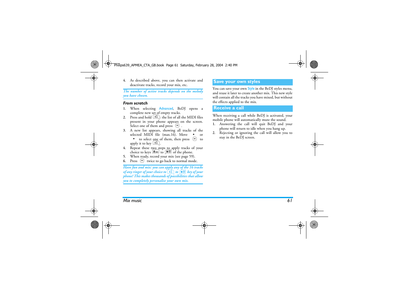 Philips 639 User Manual | Page 62 / 100