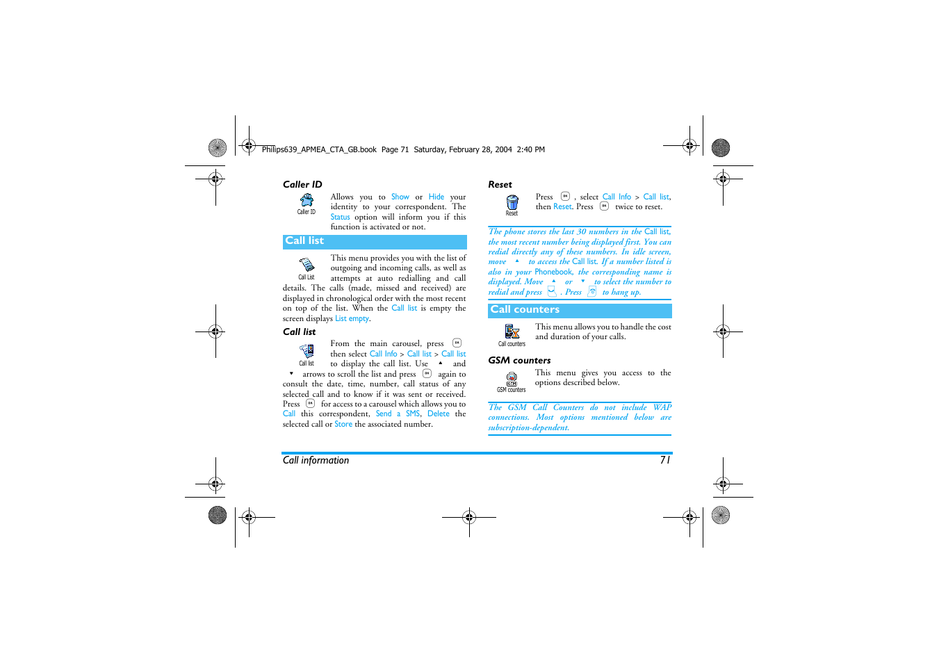 Philips 639 User Manual | Page 72 / 100