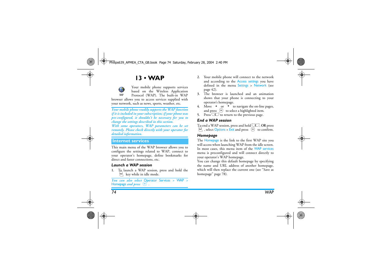 13 • wap | Philips 639 User Manual | Page 75 / 100