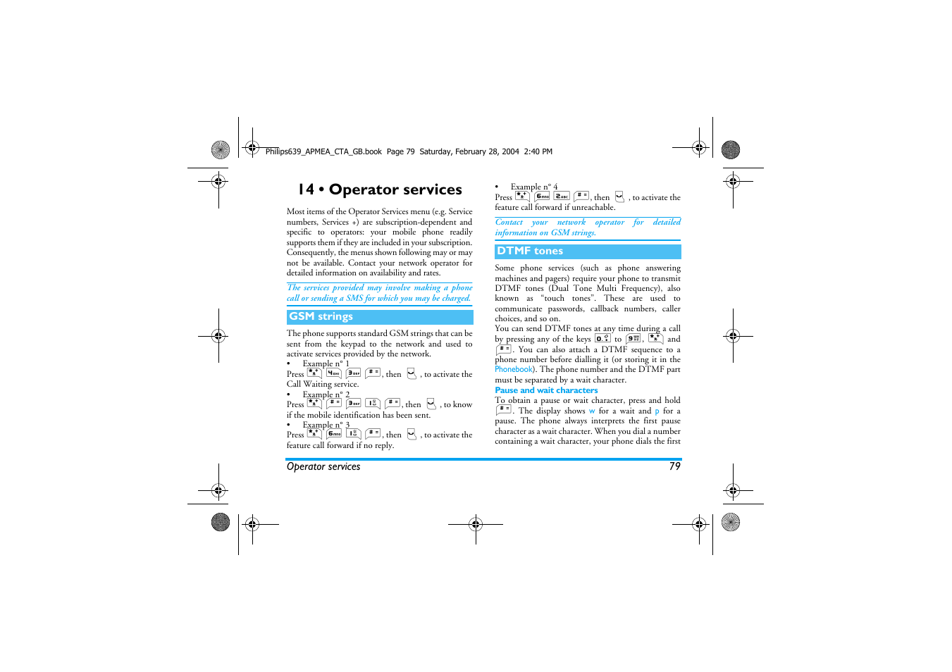 14 • operator services | Philips 639 User Manual | Page 80 / 100