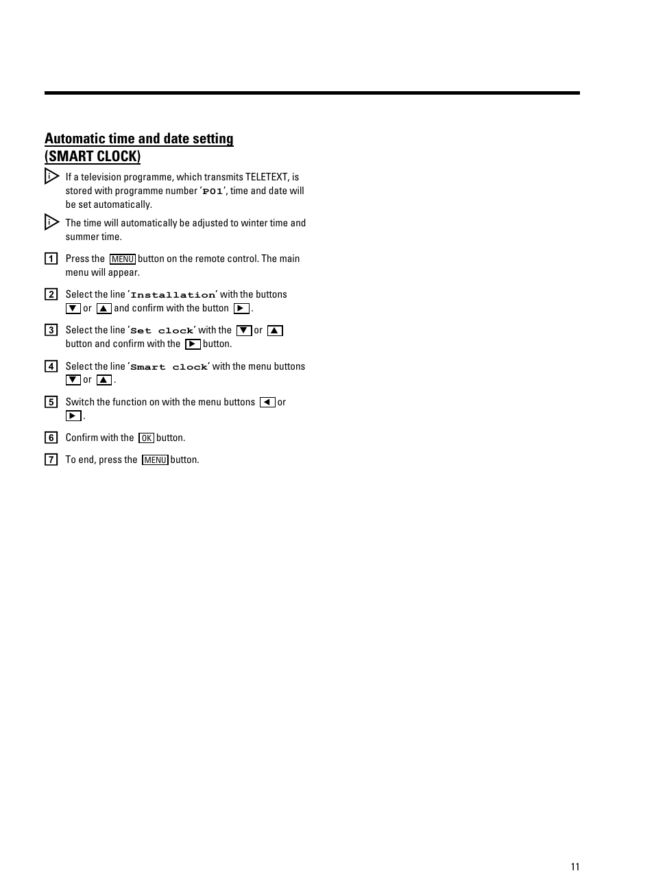 Automatic time and date setting (smart clock) | Philips 21PV708-715-908-918/07 User Manual | Page 13 / 31
