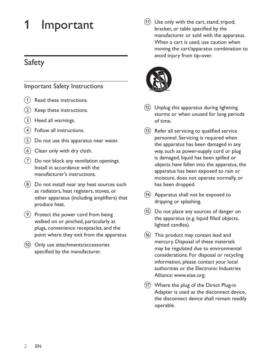 1 important, Safety | Philips AS140 User Manual | Page 3 / 31