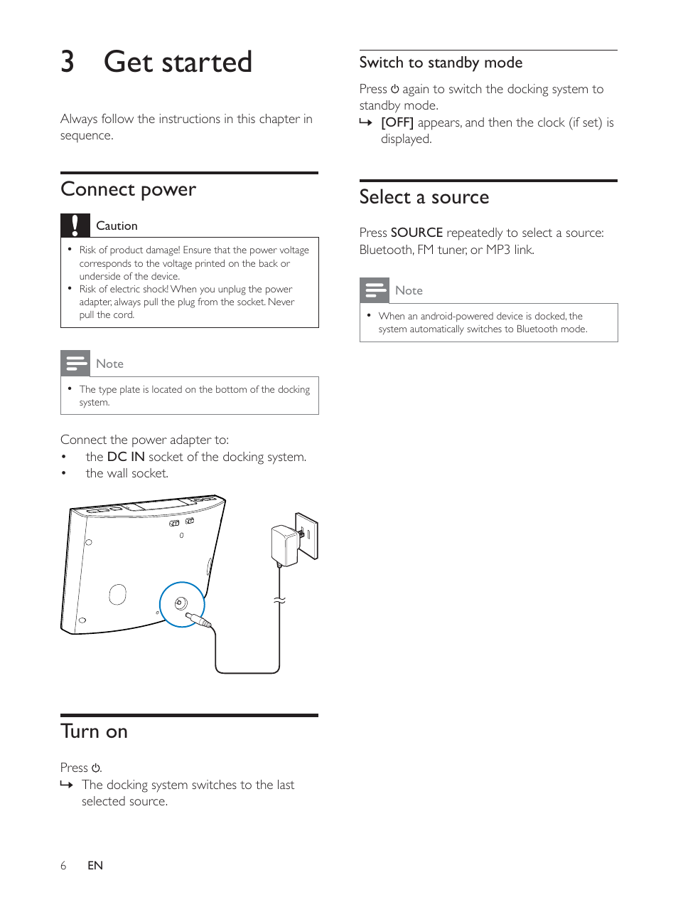 3 get started | Philips AS140 User Manual | Page 7 / 31