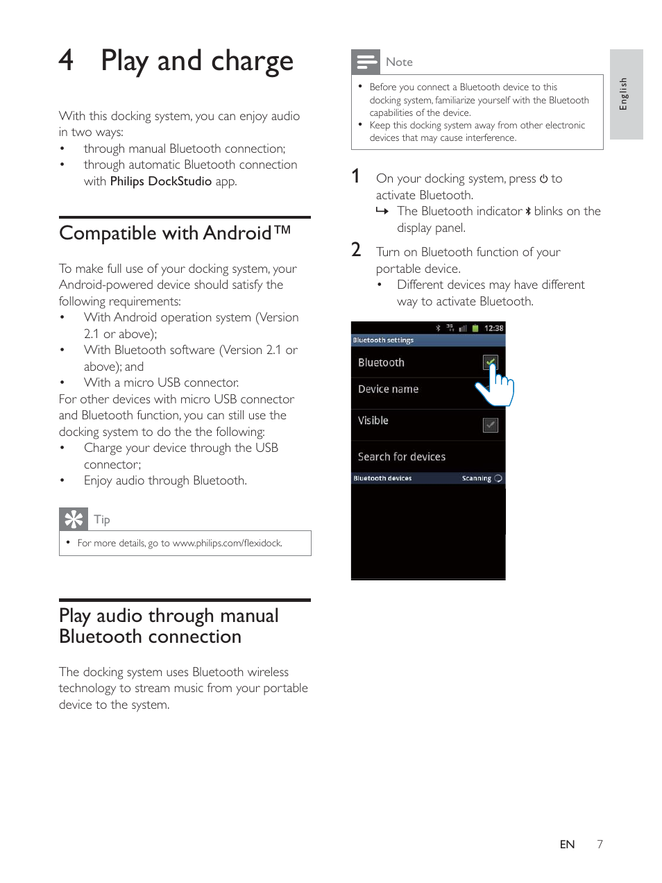 4 play and charge | Philips AS140 User Manual | Page 8 / 31