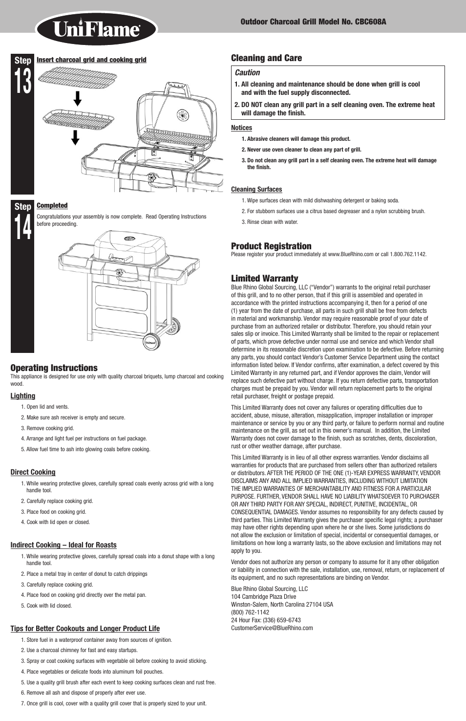 Operating instructions, Cleaning and care, Product registration | Limited warranty, Step | Philips CBC608A User Manual | Page 6 / 12