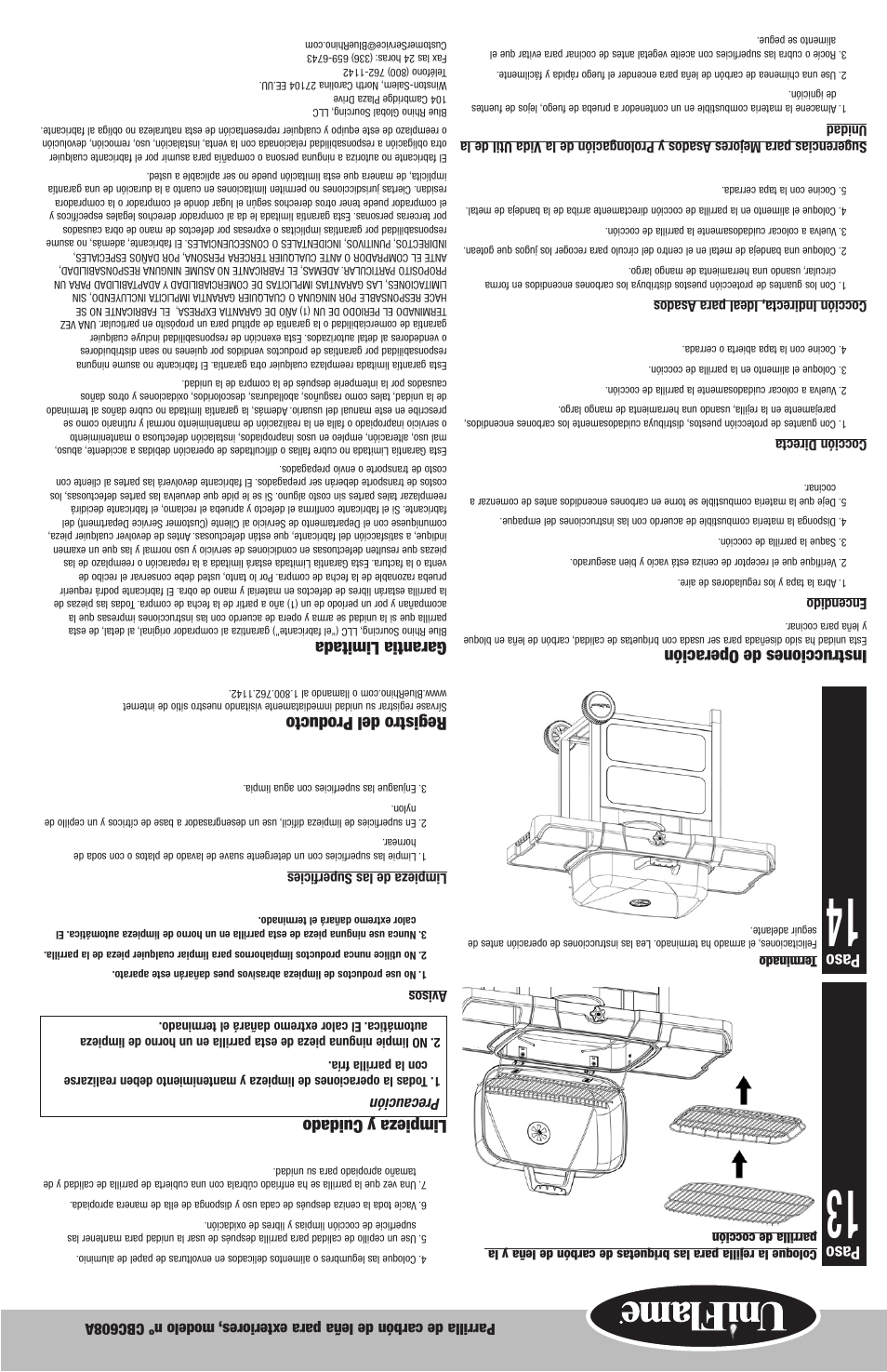 Instrucciones de operación, Limpieza y cuidado, Registro del producto | Garantia limitada, Paso, Precaución | Philips CBC608A User Manual | Page 7 / 12