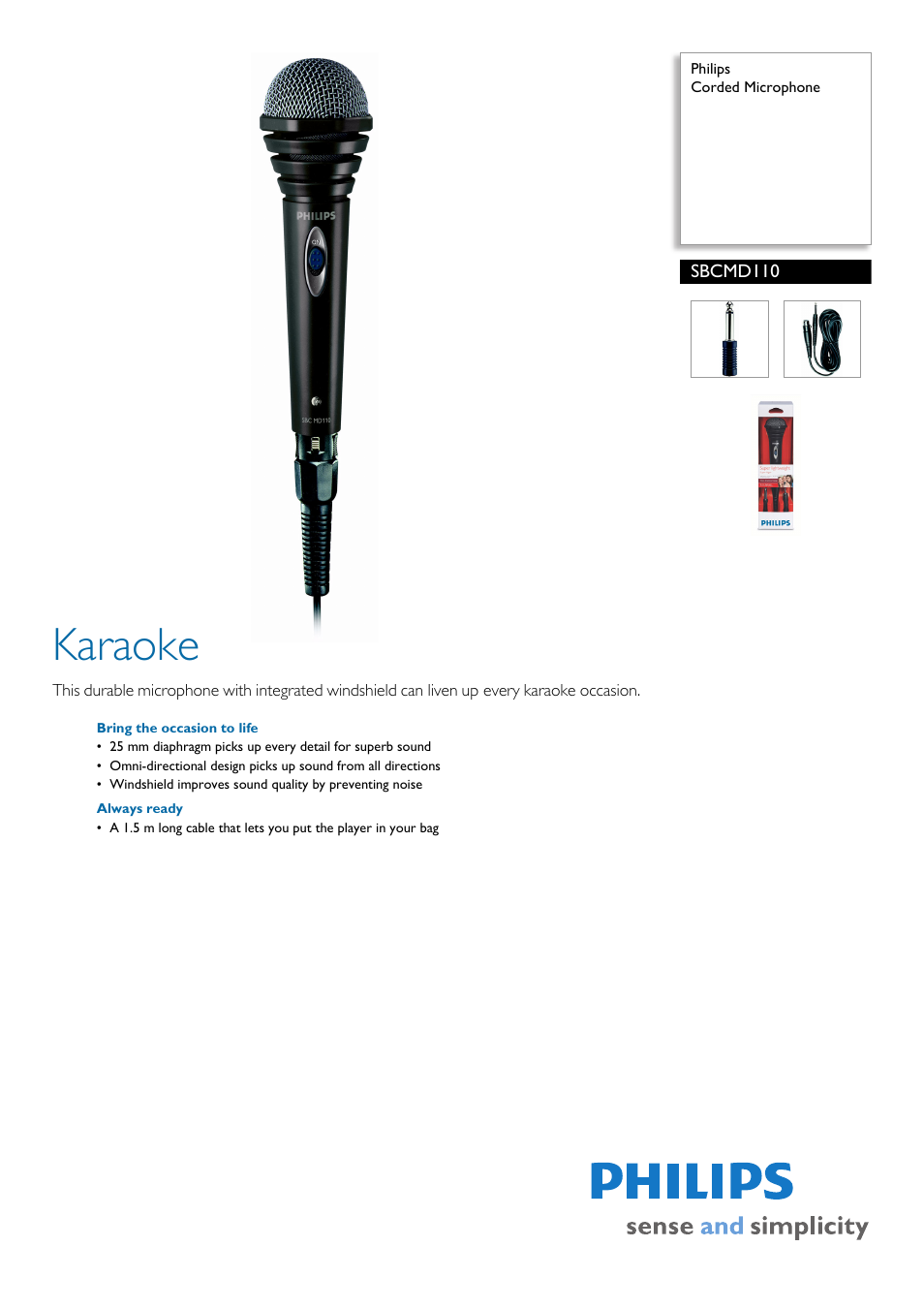 Philips SBCM D110 User Manual | 2 pages