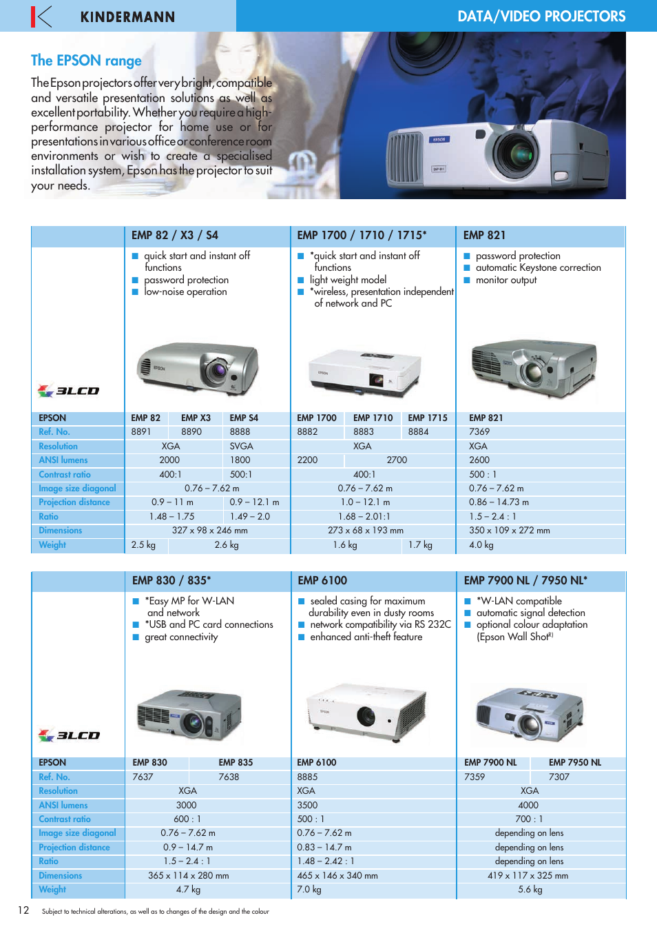 The epson range, Data/video projectors | Philips 220X User Manual | Page 12 / 68