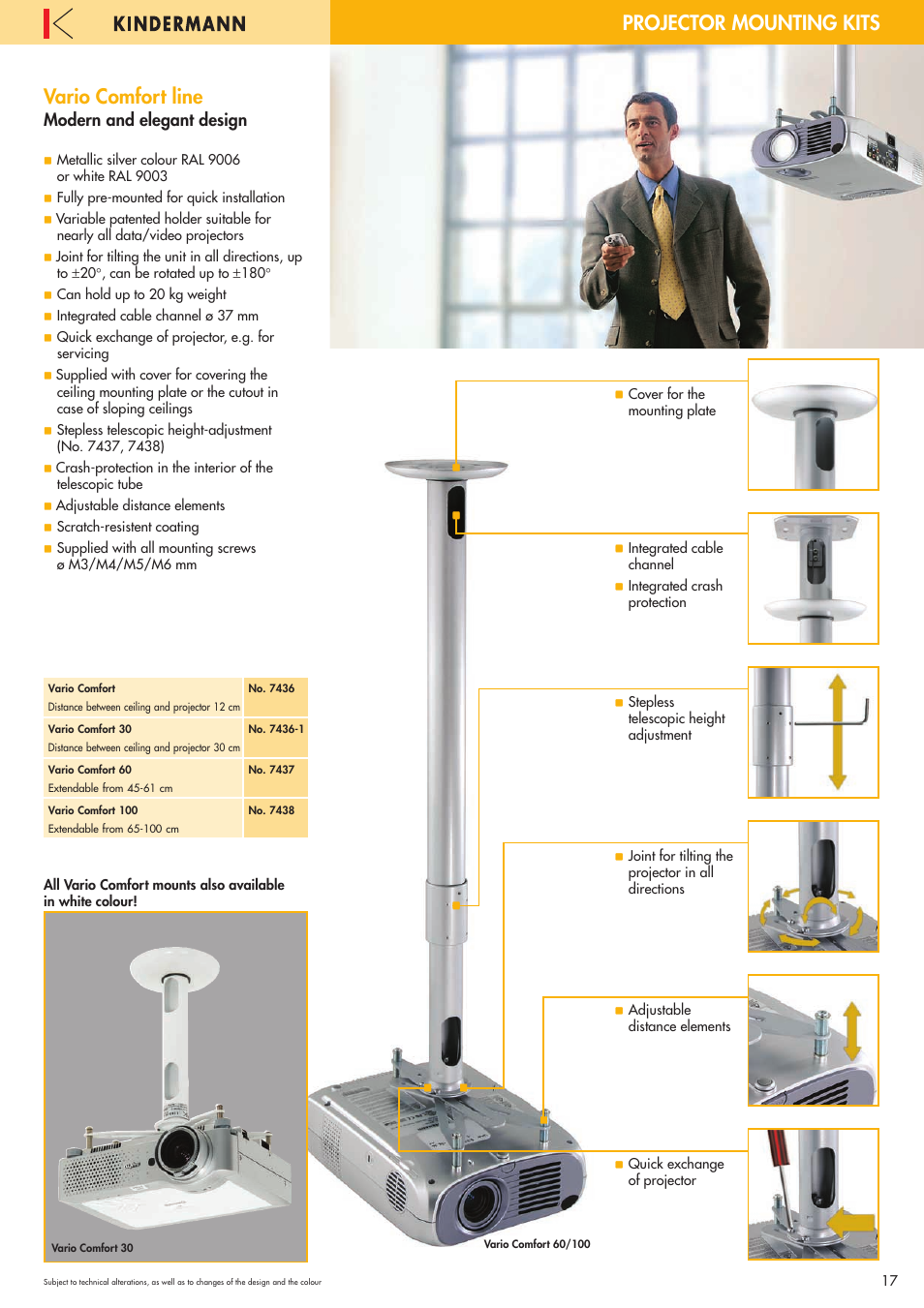 Vario comfort line, Projector mounting kits vario comfort line, Modern and elegant design | Philips 220X User Manual | Page 17 / 68