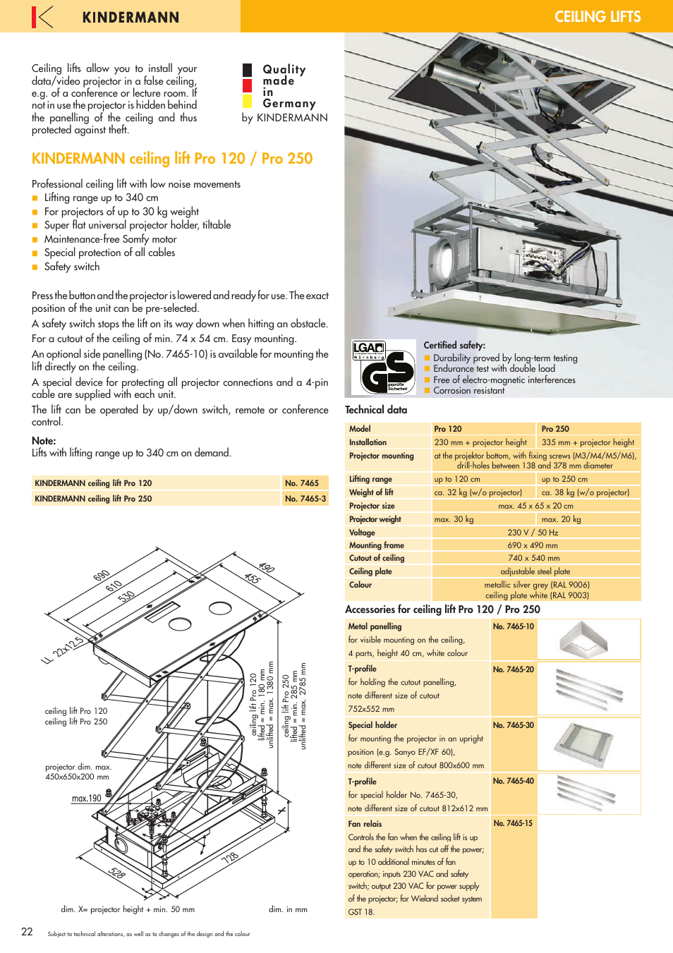 Kindermann ceiling lift pro 120 / pro 250, Quality made in germany | Philips 220X User Manual | Page 22 / 68