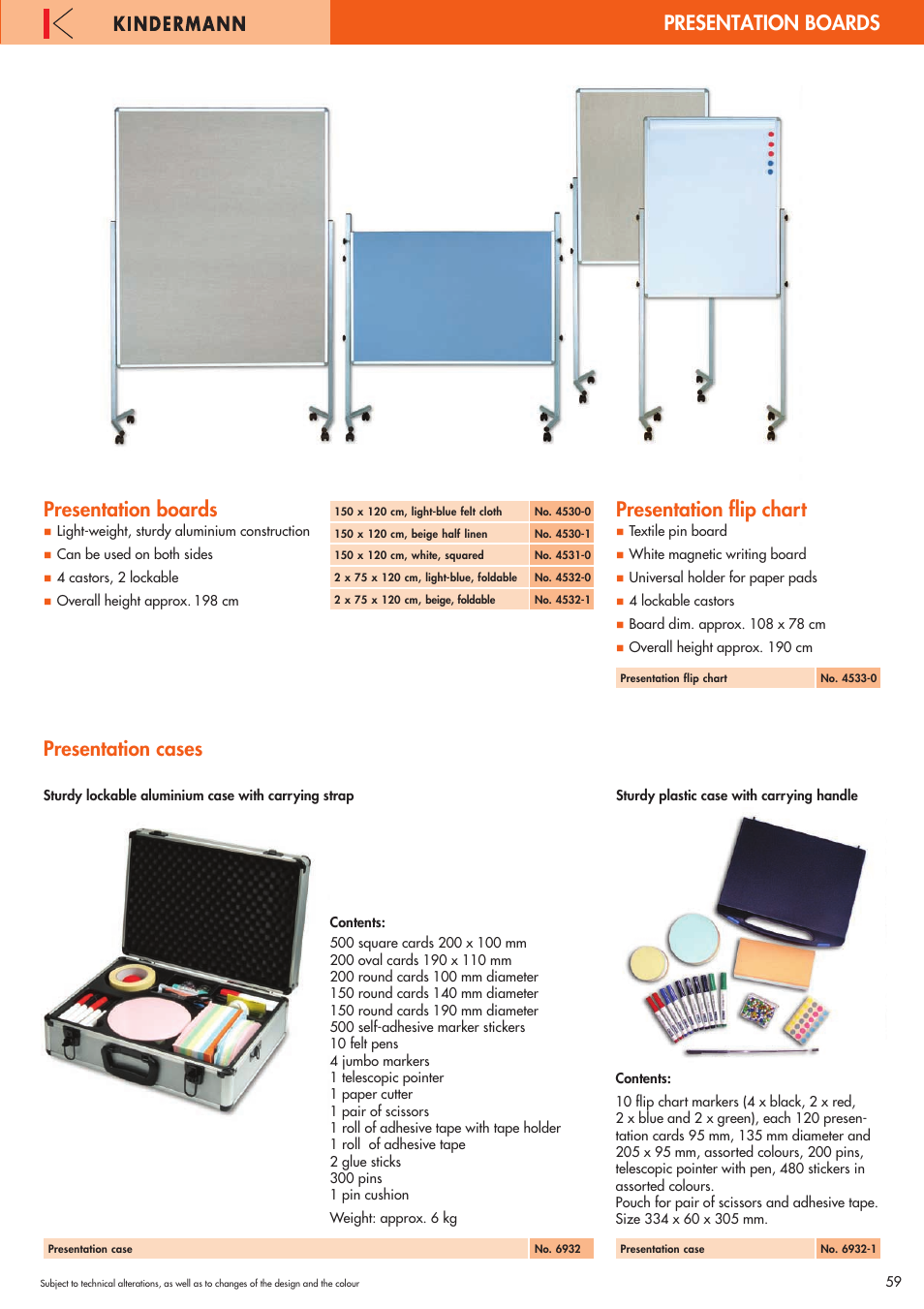 Presentation boards, Presentation cases, Presentation boards presentation boards | Presentation flip chart | Philips 220X User Manual | Page 59 / 68