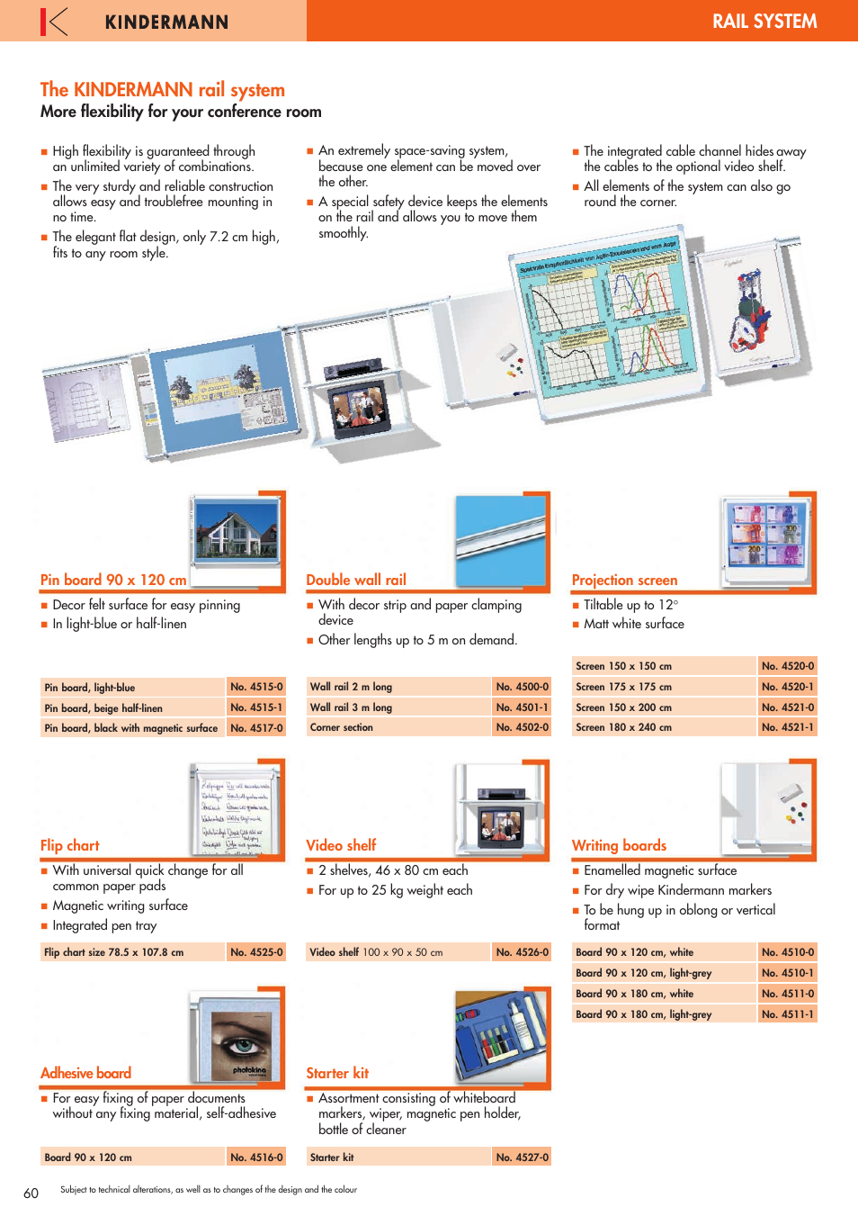 Rail system, Rail system the kindermann rail system, More flexibility for your conference room | Philips 220X User Manual | Page 60 / 68