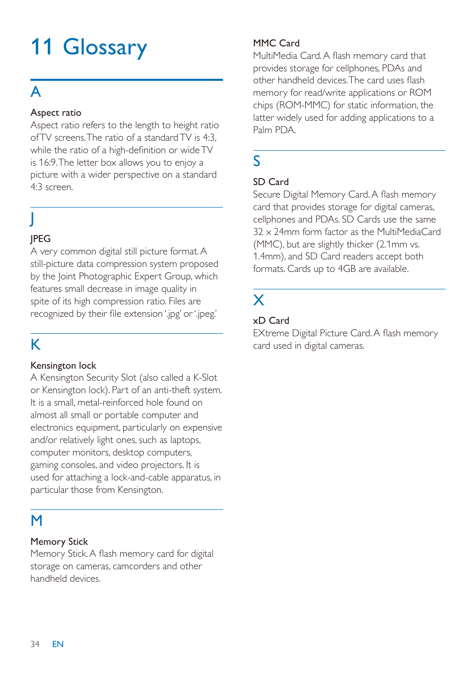 11 glossary | Philips SPF2027/93 User Manual | Page 35 / 36