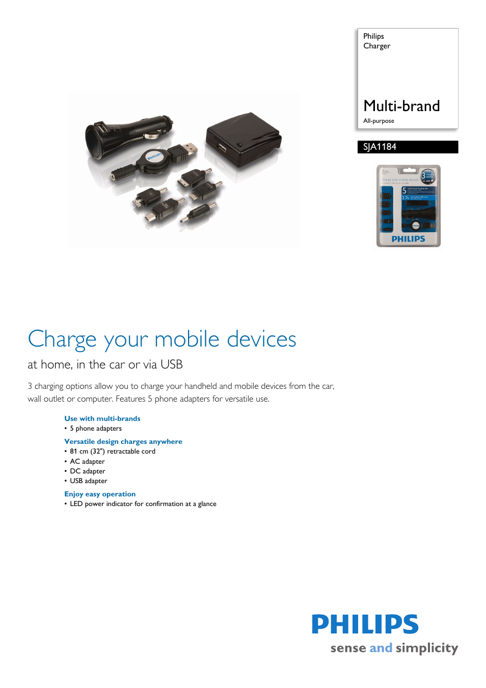 Philips SJA1184 User Manual | 2 pages