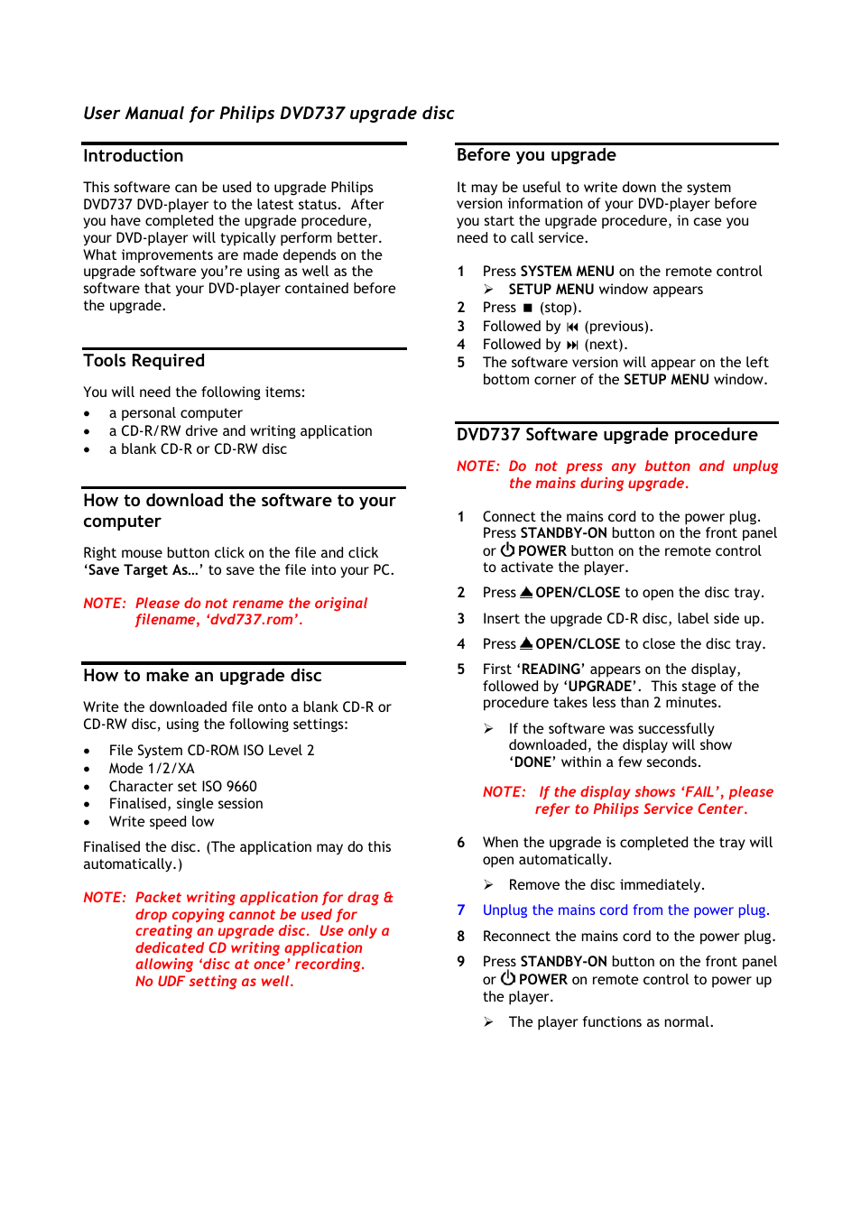 Philips DVD737 User Manual | 1 page