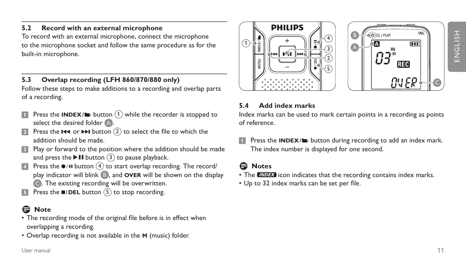 Lfh 860/870/880 only), 4 add index marks | Philips LFH 660 User Manual | Page 11 / 22