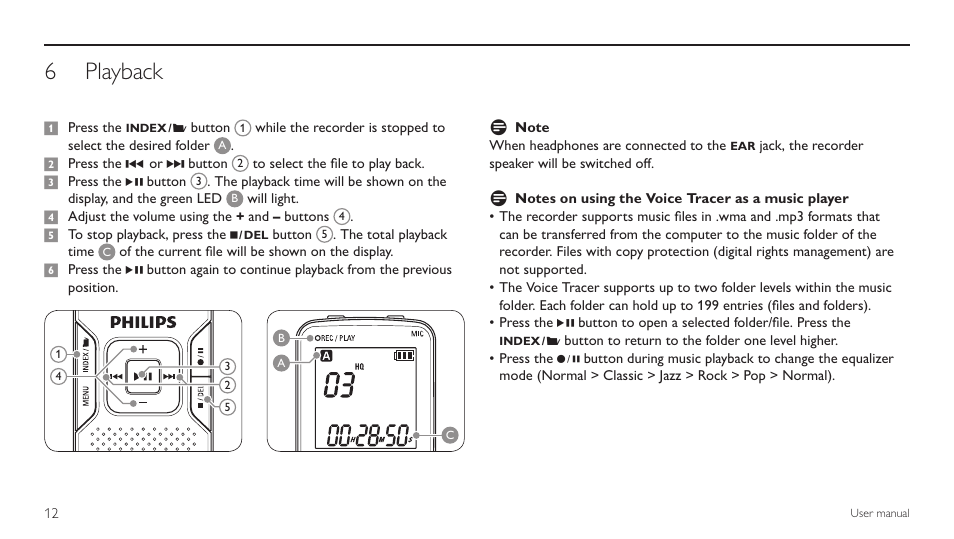 Playback, Playback 6 | Philips LFH 660 User Manual | Page 12 / 22