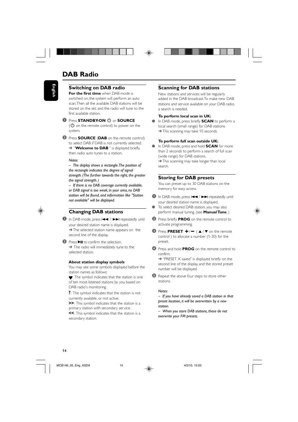 Dab radio | Philips MCB146 User Manual | Page 14 / 24