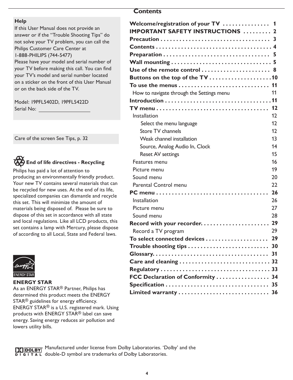 Philips 19PFL5402D User Manual | Page 11 / 43