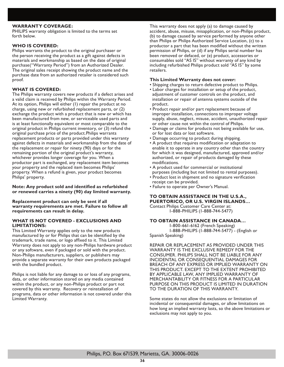 Philips 19PFL5402D User Manual | Page 43 / 43