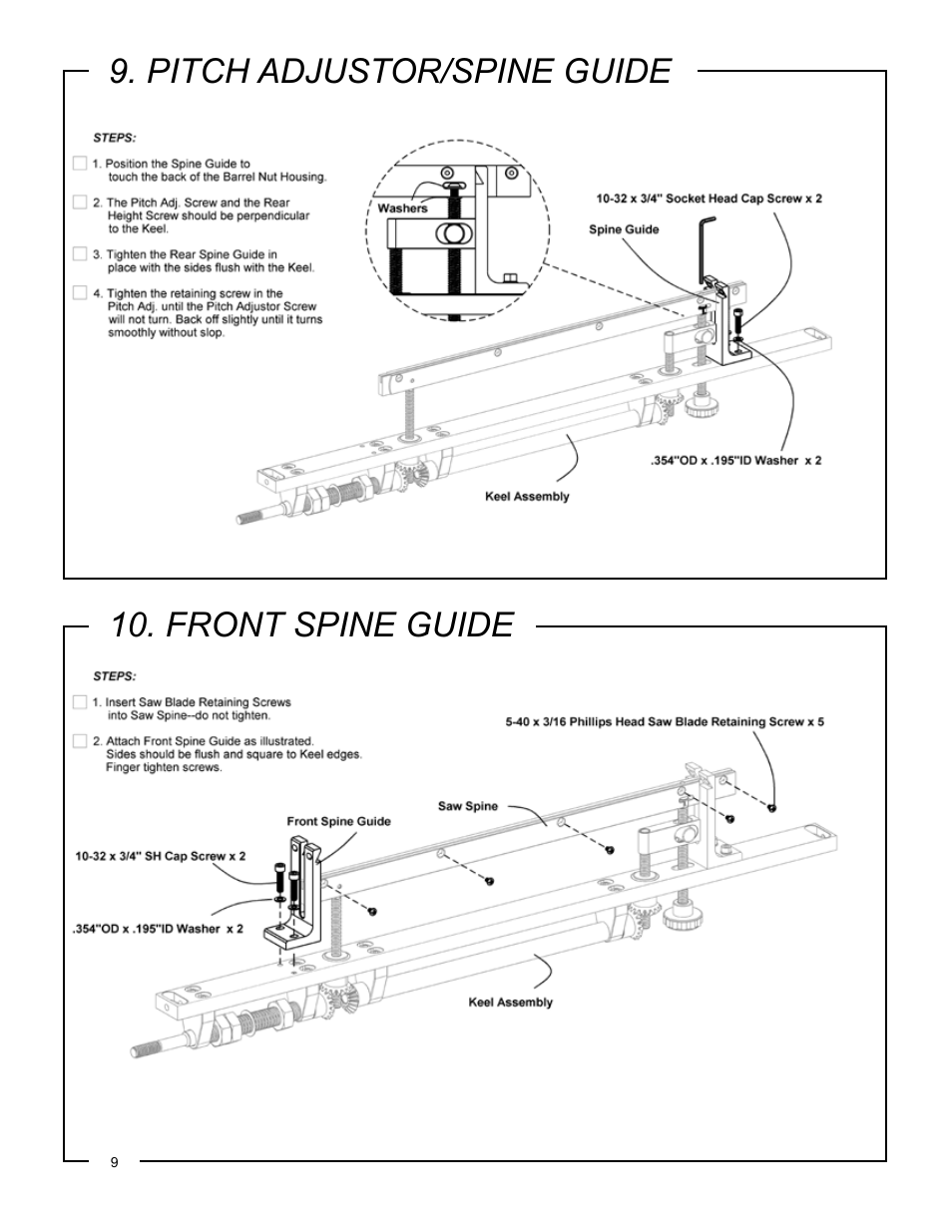 Pitch adjustor/spine guide, Front spine guide | Philips Jointmaker Pro Signature Series User Manual | Page 10 / 24
