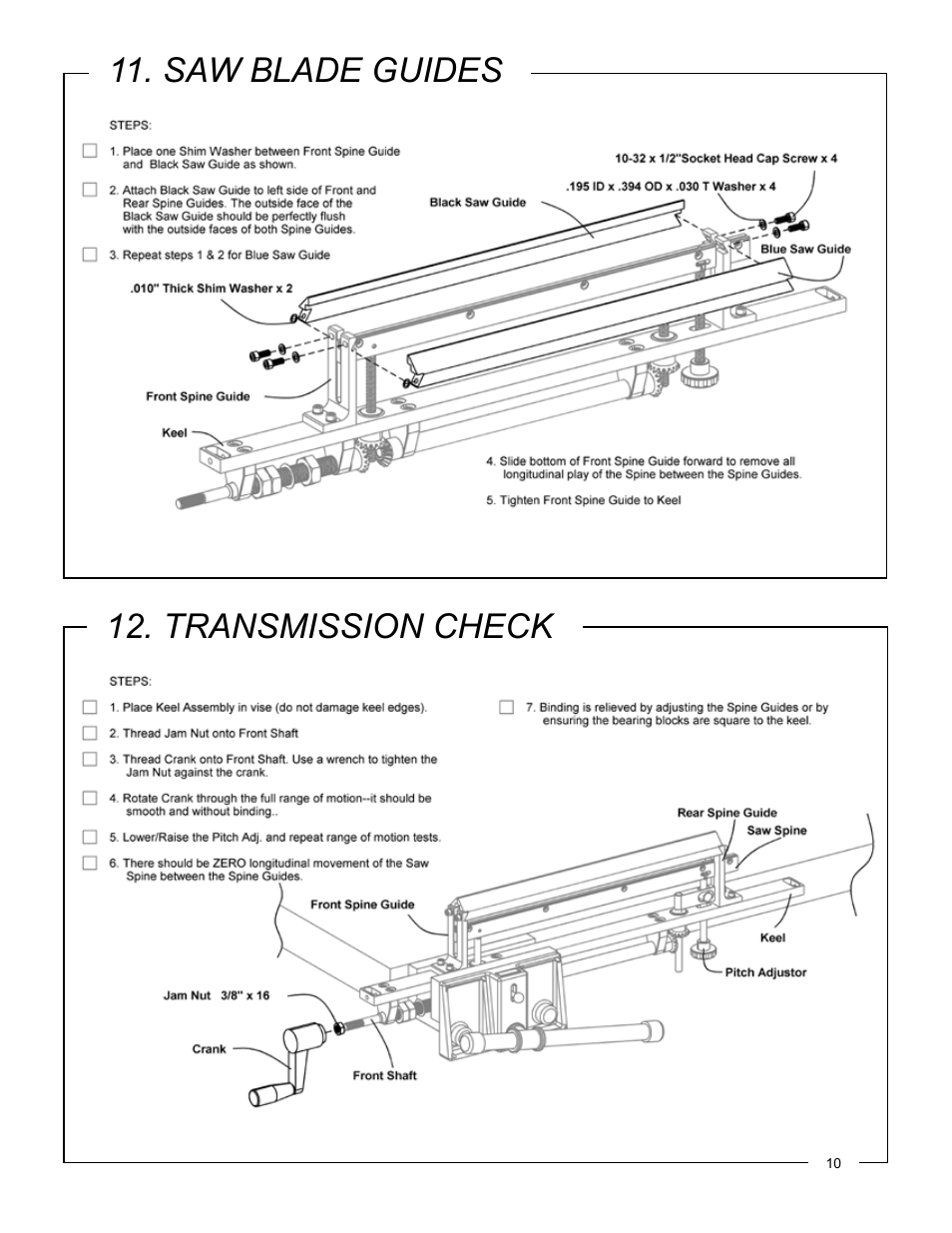 Saw blade guides 12. transmission check | Philips Jointmaker Pro Signature Series User Manual | Page 11 / 24