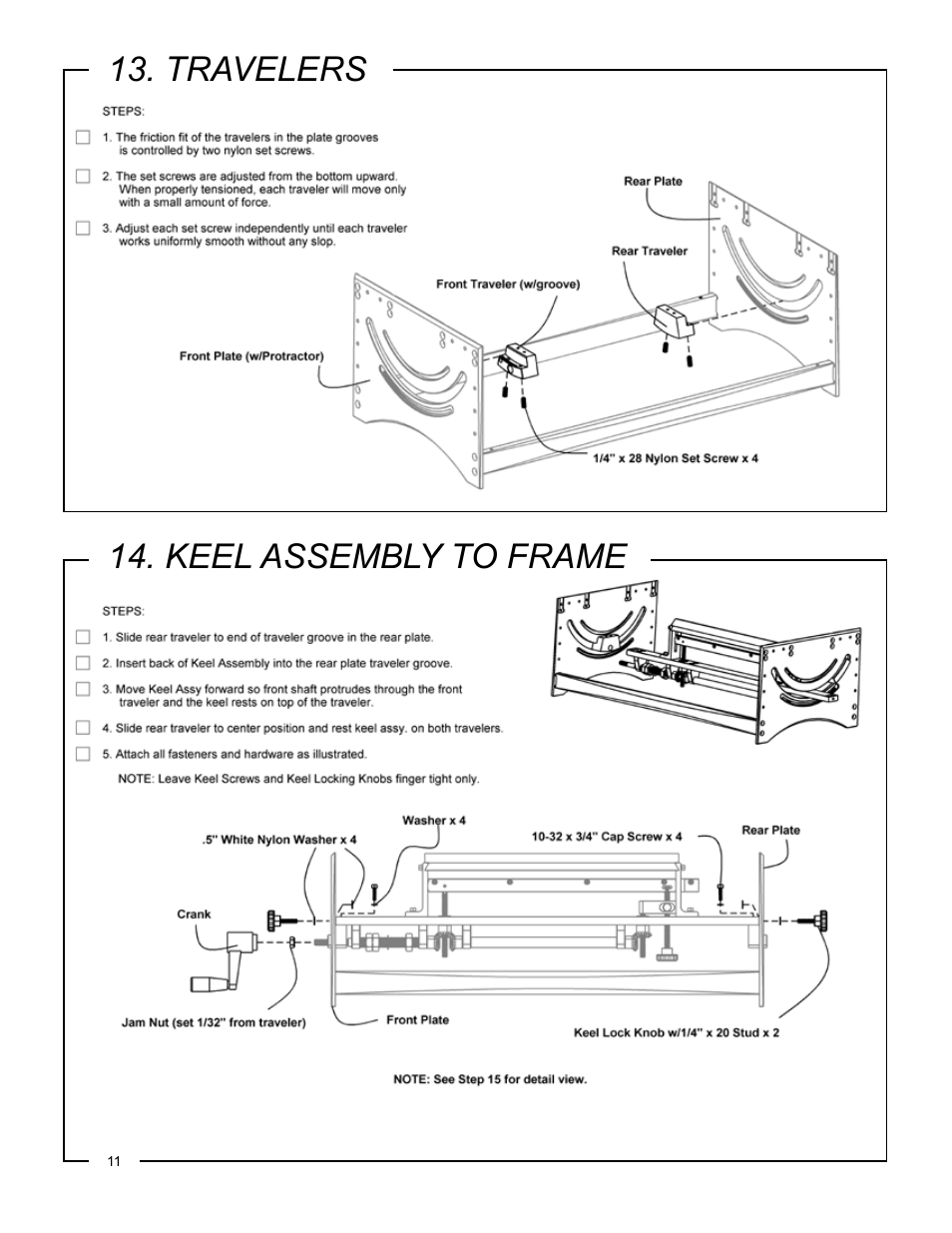 Travelers 14. keel assembly to frame | Philips Jointmaker Pro Signature Series User Manual | Page 12 / 24