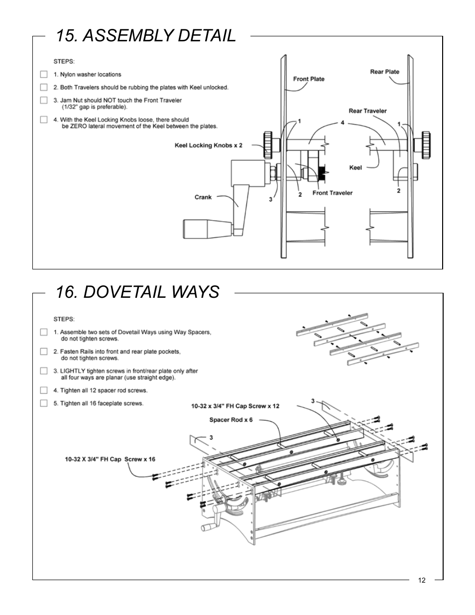 Assembly detail 16. dovetail ways | Philips Jointmaker Pro Signature Series User Manual | Page 13 / 24