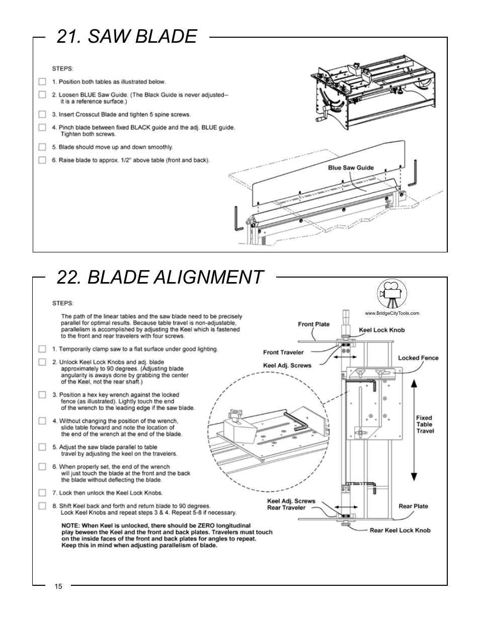 Saw blade 22. blade alignment | Philips Jointmaker Pro Signature Series User Manual | Page 16 / 24