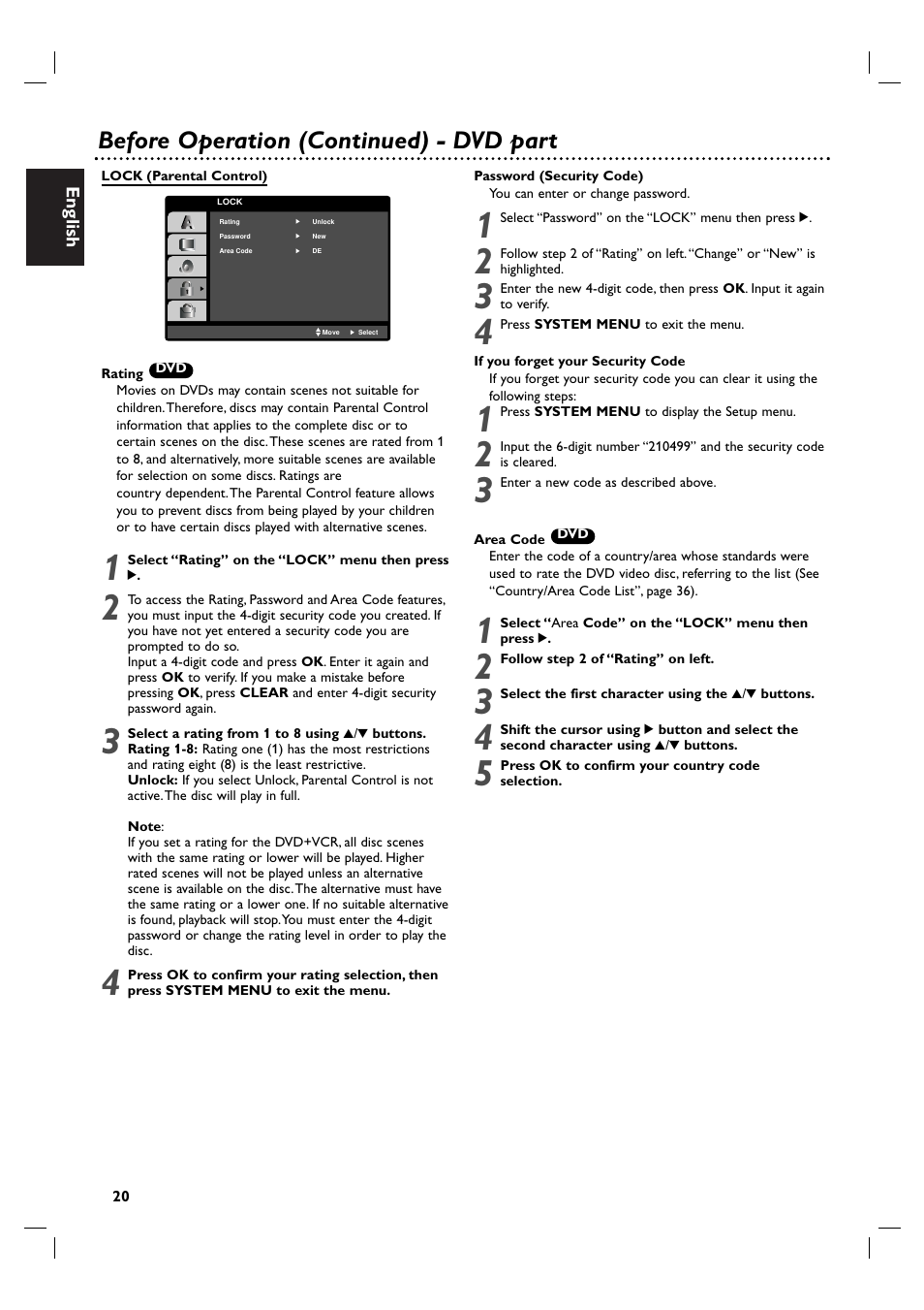 Before operation (continued) - dvd part | Philips DVP3055V/01 User Manual | Page 20 / 37