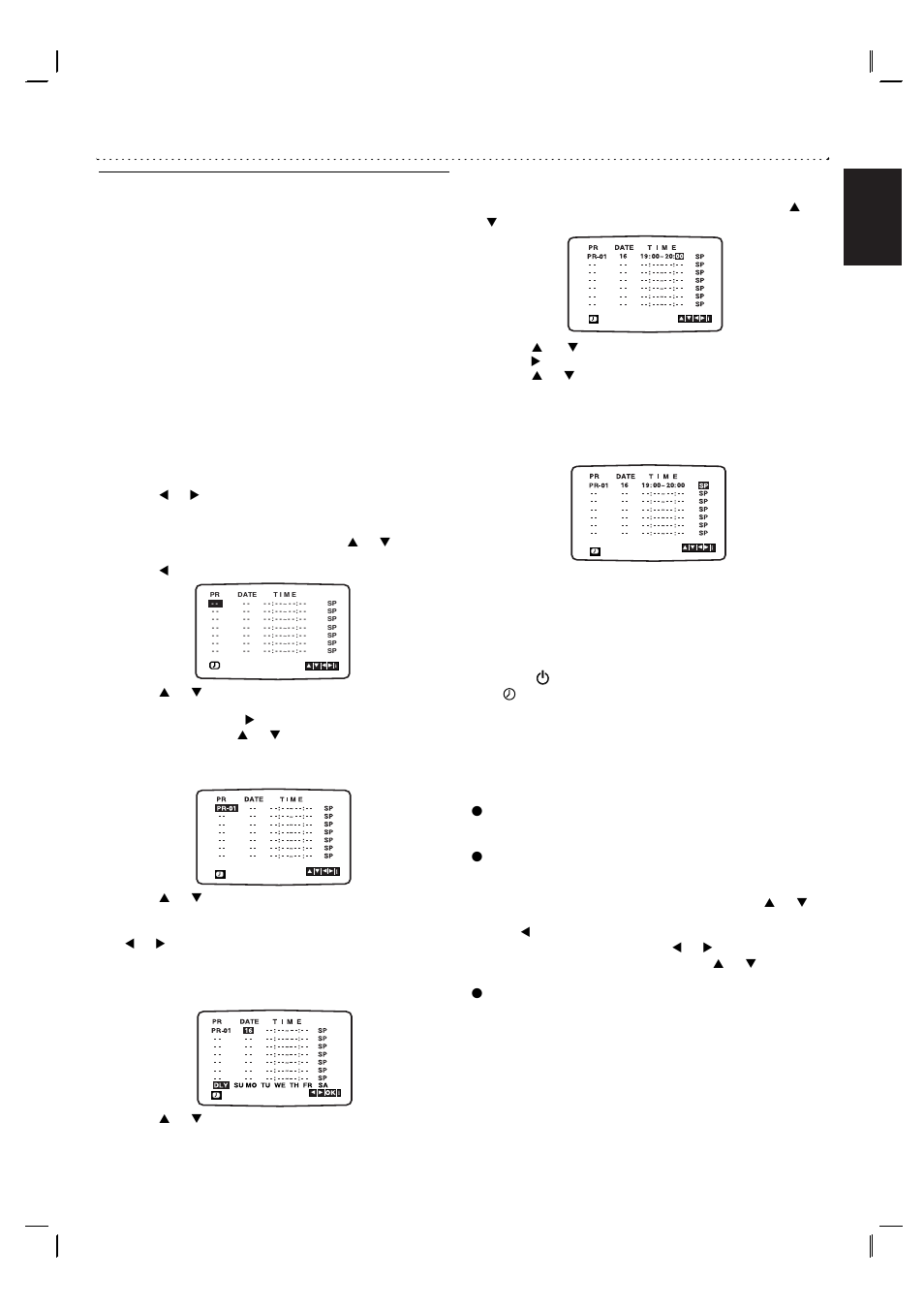 Operation with tape, Timer recording using on screen display, English | Philips DVP3055V/01 User Manual | Page 23 / 37