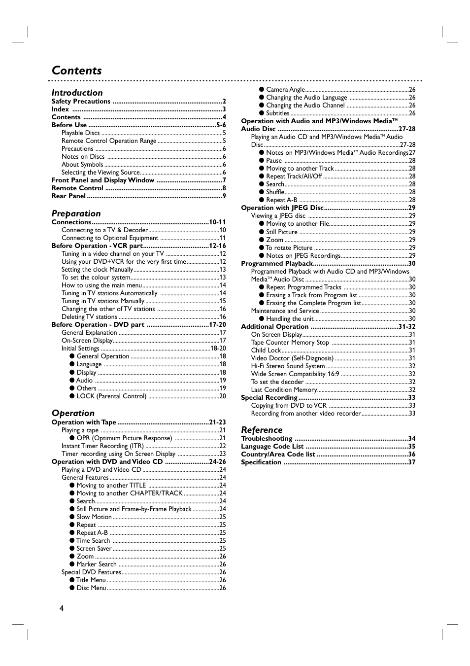 Philips DVP3055V/01 User Manual | Page 4 / 37