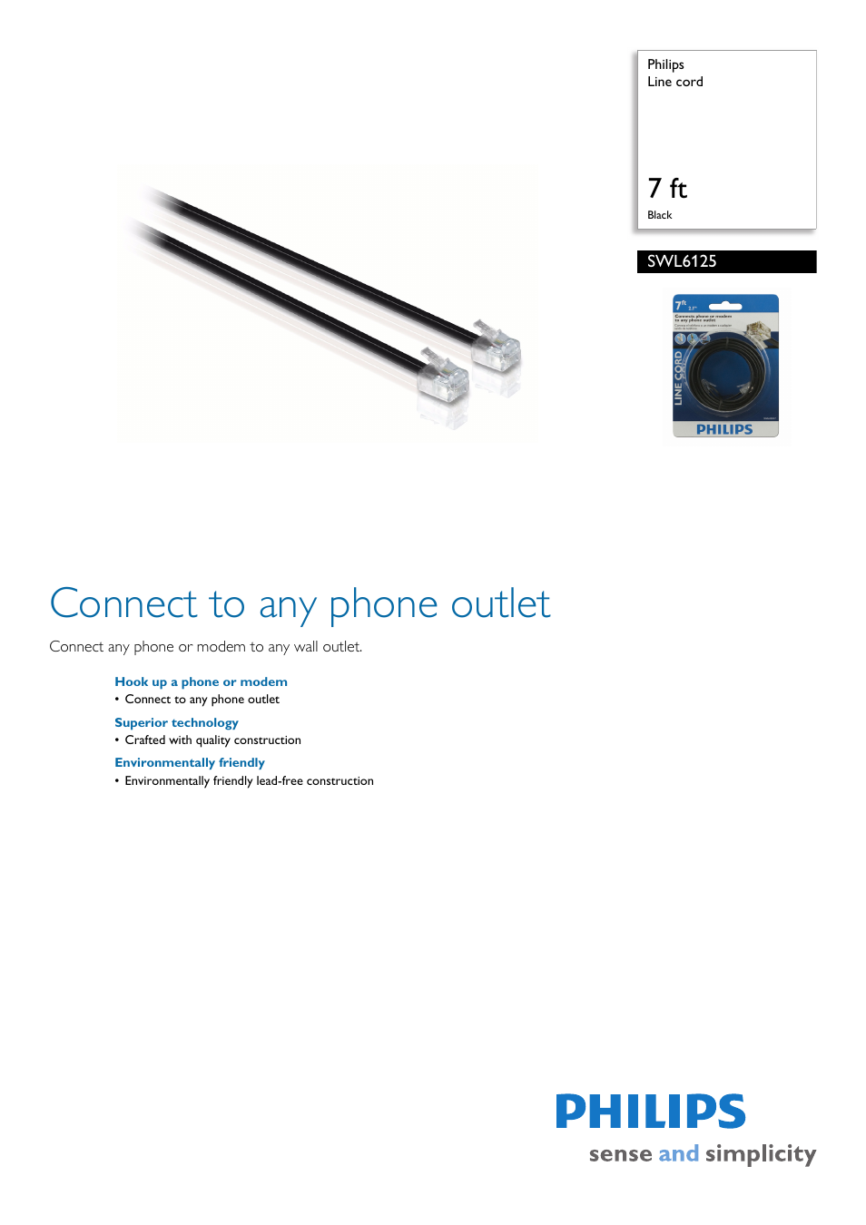 Philips Line Cord SWL6125 User Manual | 2 pages