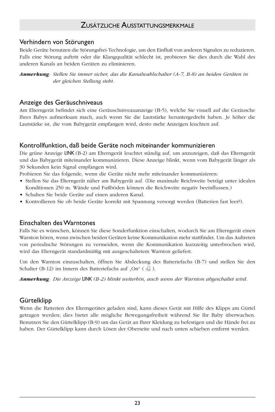 Verhindern von störungen, Anzeige des geräuschniveaus, Einschalten des warntones | Gürtelklipp | Philips SBCSC365 User Manual | Page 24 / 75