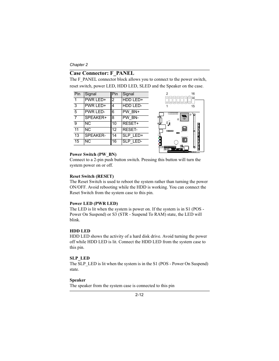 Case connector: f_panel | Philips Mini-ITX Mainboard EPIA-MII User Manual | Page 27 / 75