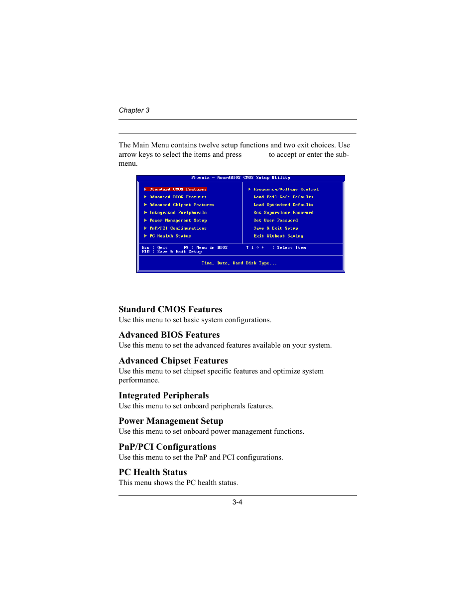 The main menu | Philips Mini-ITX Mainboard EPIA-MII User Manual | Page 39 / 75