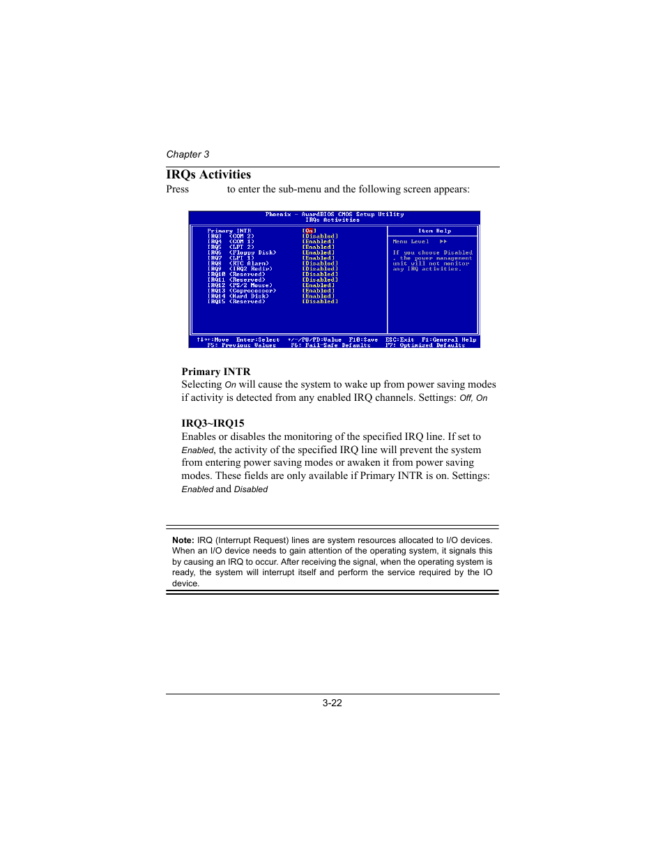 Irqs activities | Philips Mini-ITX Mainboard EPIA-MII User Manual | Page 57 / 75