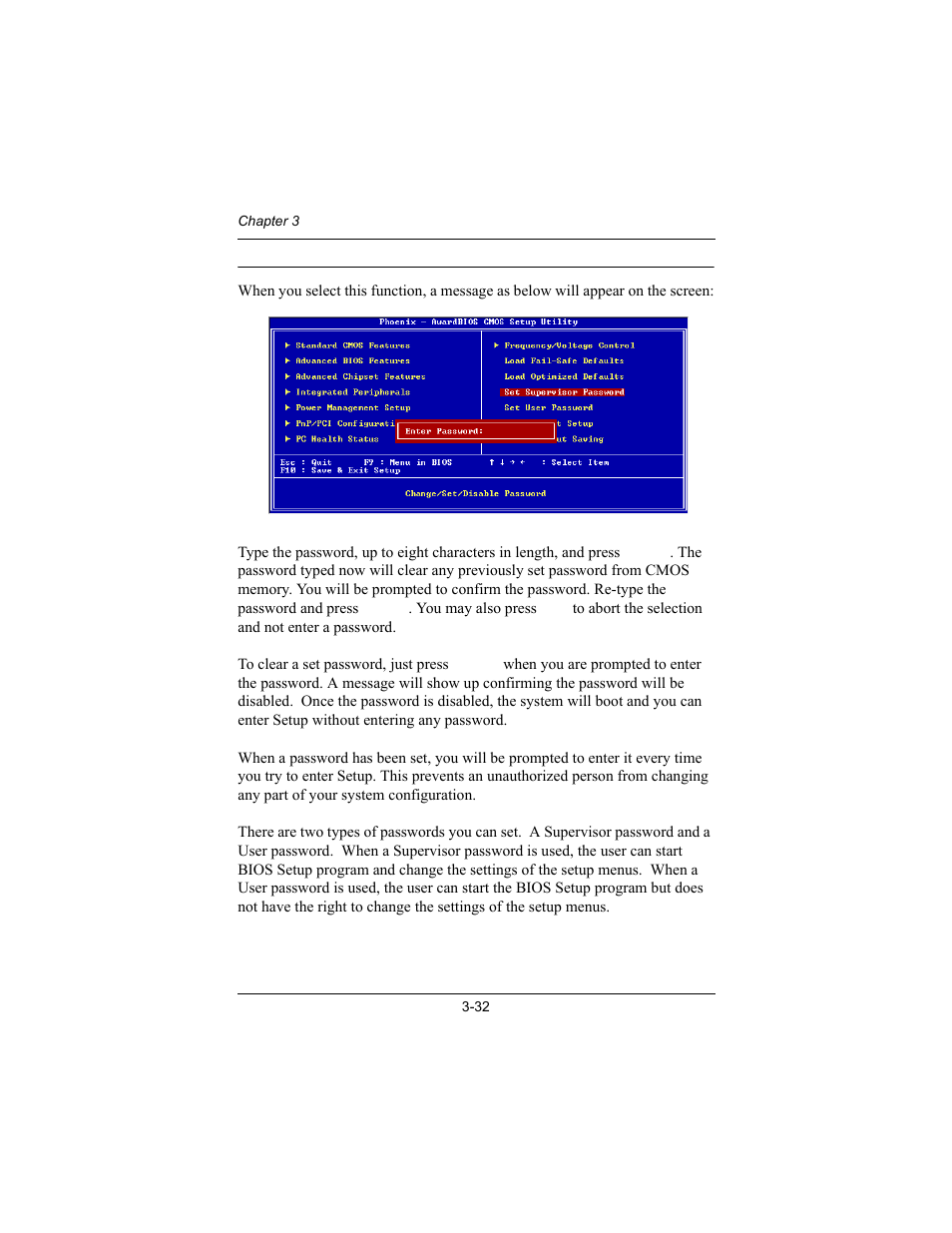 Set supervisor / user password | Philips Mini-ITX Mainboard EPIA-MII User Manual | Page 67 / 75