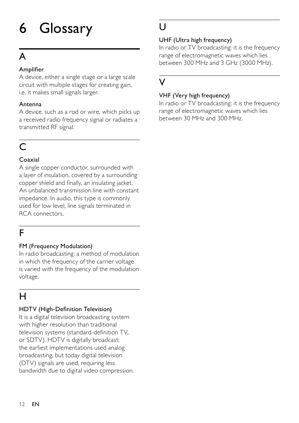 6 glossary | Philips SDV8622T/55 User Manual | Page 12 / 14