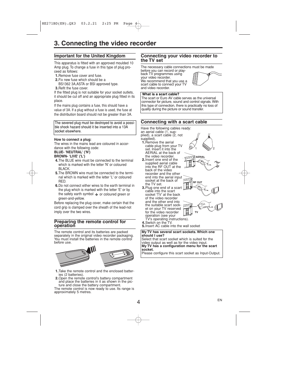 Connecting the video recorder | Philips VR140/07 User Manual | Page 4 / 16