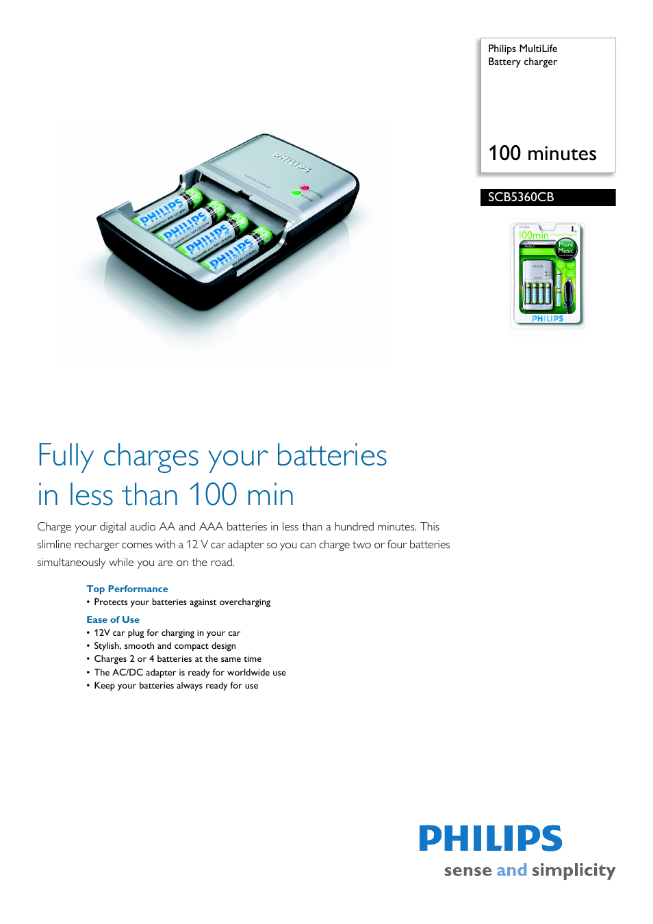 Philips MultiLife SCB5360CB User Manual | 2 pages