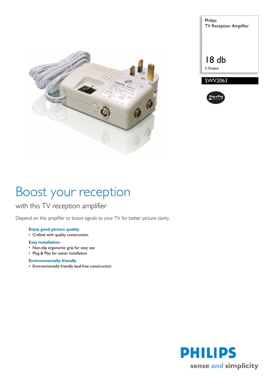 Philips SWV2063/05 User Manual | 2 pages