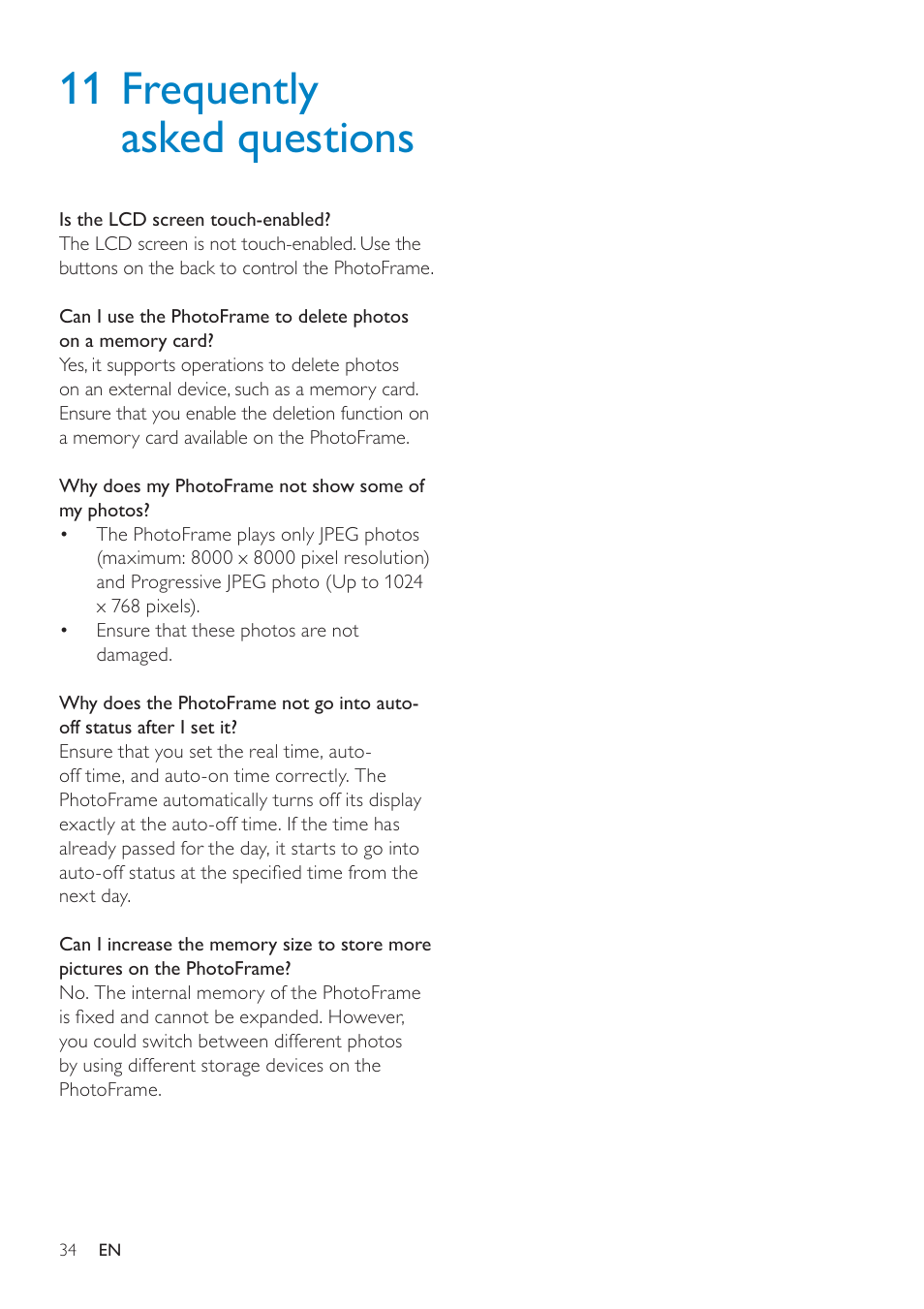 11 frequently asked questions | Philips SPF2307 User Manual | Page 33 / 35